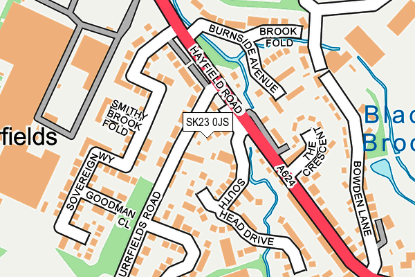 SK23 0JS map - OS OpenMap – Local (Ordnance Survey)