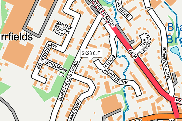 SK23 0JT map - OS OpenMap – Local (Ordnance Survey)