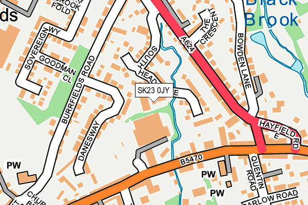 SK23 0JY map - OS OpenMap – Local (Ordnance Survey)