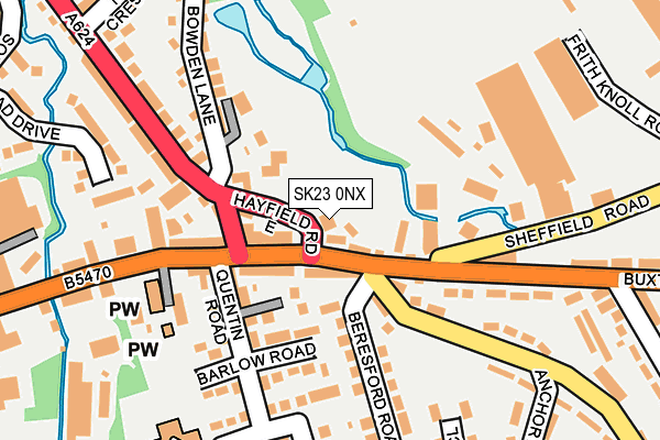SK23 0NX map - OS OpenMap – Local (Ordnance Survey)