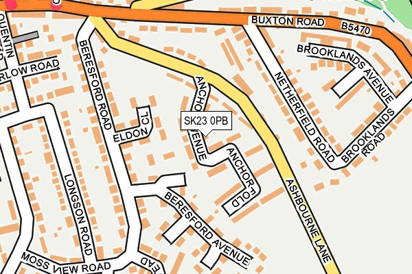 SK23 0PB map - OS OpenMap – Local (Ordnance Survey)