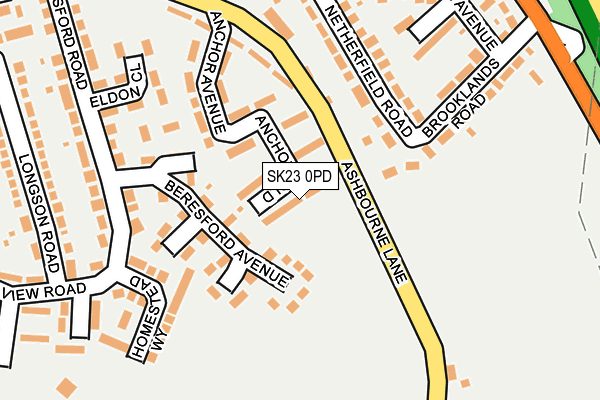 SK23 0PD map - OS OpenMap – Local (Ordnance Survey)