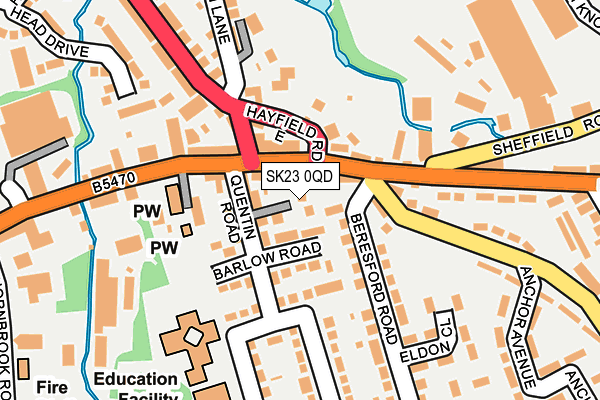 SK23 0QD map - OS OpenMap – Local (Ordnance Survey)