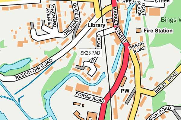 SK23 7AD map - OS OpenMap – Local (Ordnance Survey)