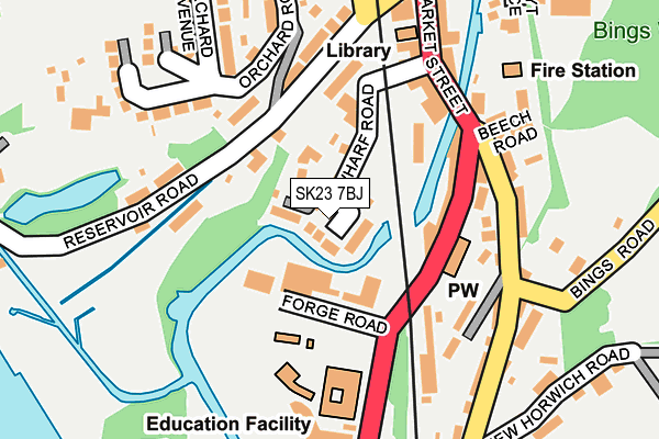 SK23 7BJ map - OS OpenMap – Local (Ordnance Survey)