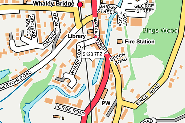 SK23 7FZ map - OS OpenMap – Local (Ordnance Survey)