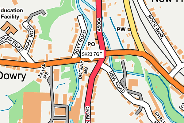 SK23 7GF map - OS OpenMap – Local (Ordnance Survey)