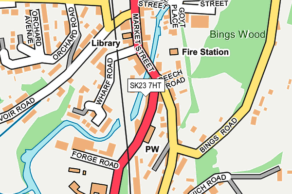 SK23 7HT map - OS OpenMap – Local (Ordnance Survey)