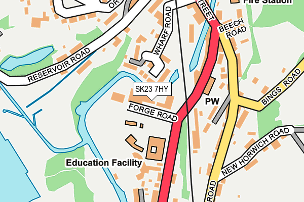 SK23 7HY map - OS OpenMap – Local (Ordnance Survey)