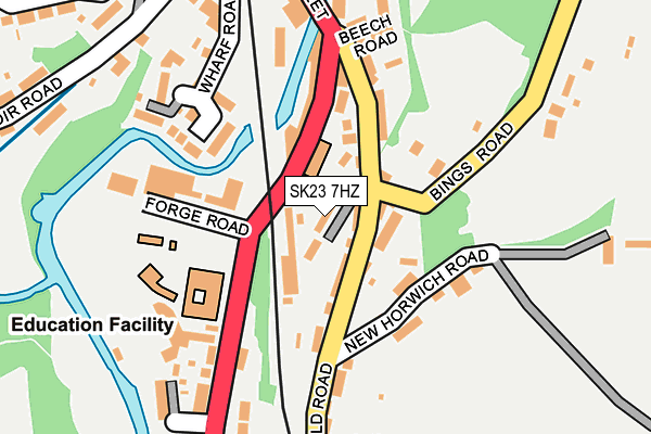 SK23 7HZ map - OS OpenMap – Local (Ordnance Survey)