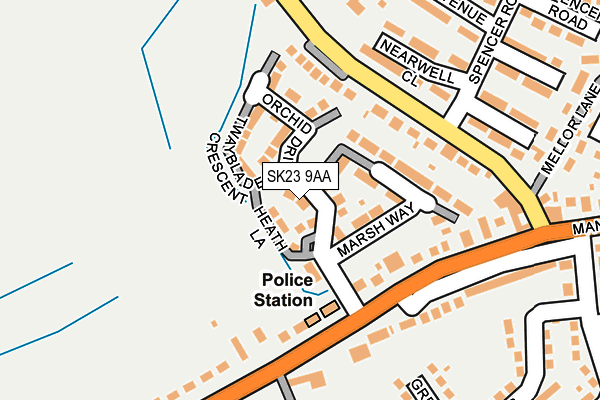 SK23 9AA map - OS OpenMap – Local (Ordnance Survey)
