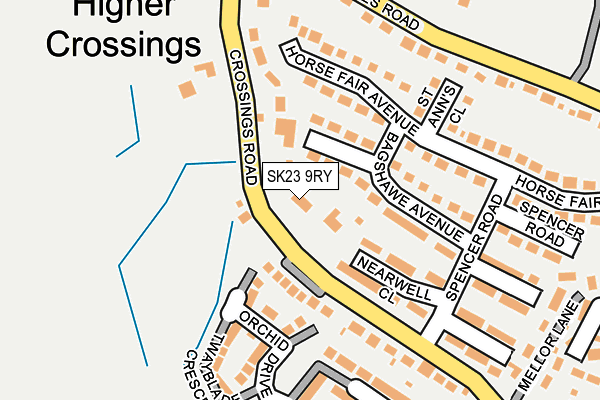 SK23 9RY map - OS OpenMap – Local (Ordnance Survey)