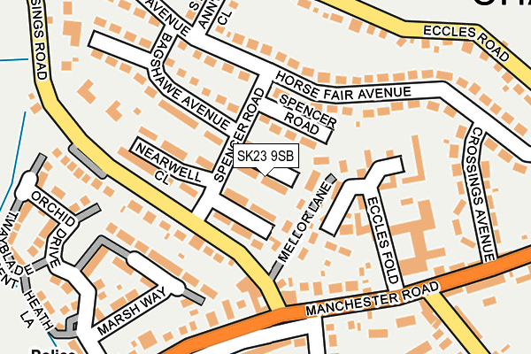 SK23 9SB map - OS OpenMap – Local (Ordnance Survey)