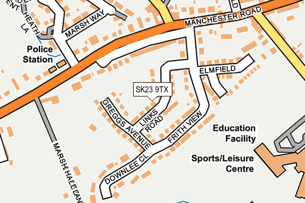 SK23 9TX map - OS OpenMap – Local (Ordnance Survey)