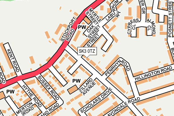 SK3 0TZ map - OS OpenMap – Local (Ordnance Survey)