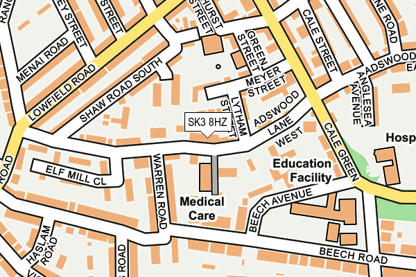 SK3 8HZ map - OS OpenMap – Local (Ordnance Survey)