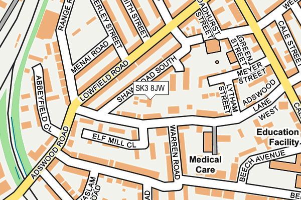 SK3 8JW map - OS OpenMap – Local (Ordnance Survey)