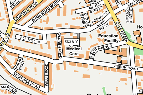 SK3 8JY map - OS OpenMap – Local (Ordnance Survey)