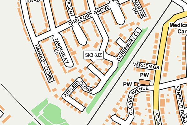 SK3 8JZ map - OS OpenMap – Local (Ordnance Survey)