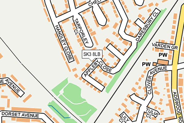 SK3 8LB map - OS OpenMap – Local (Ordnance Survey)