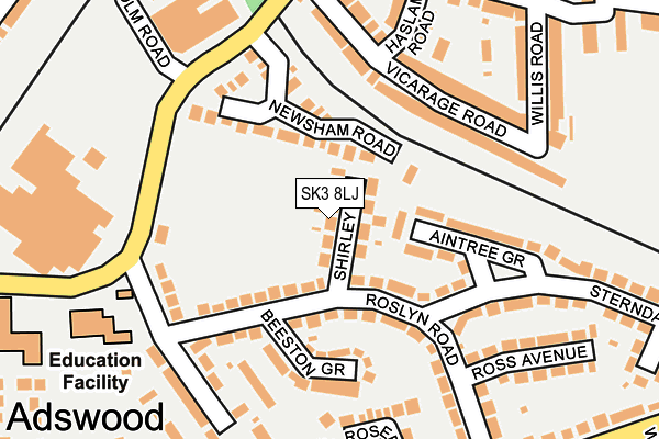 SK3 8LJ map - OS OpenMap – Local (Ordnance Survey)
