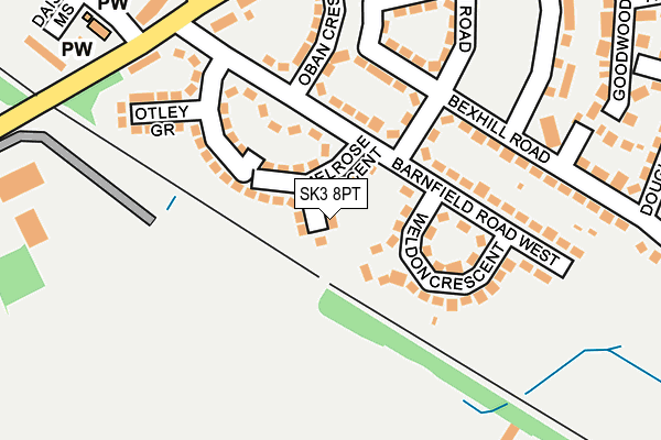 SK3 8PT map - OS OpenMap – Local (Ordnance Survey)