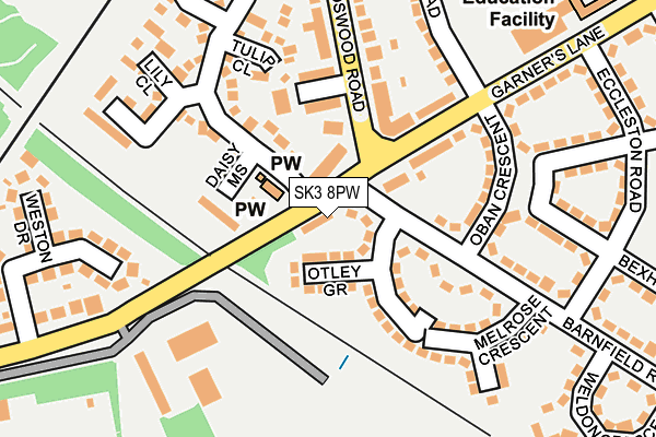 SK3 8PW map - OS OpenMap – Local (Ordnance Survey)
