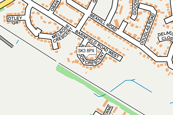 SK3 8PX map - OS OpenMap – Local (Ordnance Survey)