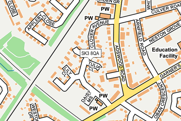 SK3 8QA map - OS OpenMap – Local (Ordnance Survey)