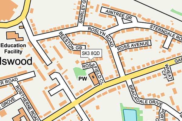 SK3 8QD map - OS OpenMap – Local (Ordnance Survey)
