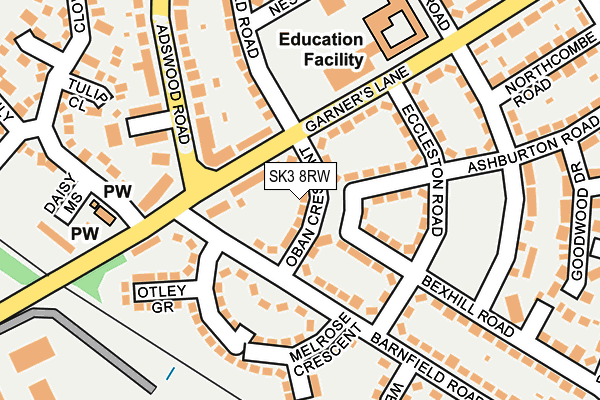SK3 8RW map - OS OpenMap – Local (Ordnance Survey)