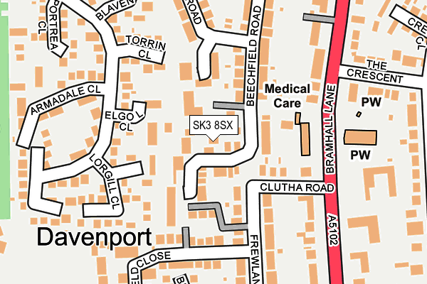 SK3 8SX map - OS OpenMap – Local (Ordnance Survey)
