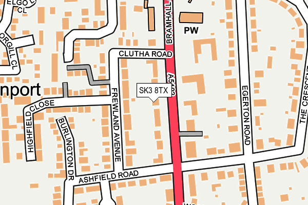 SK3 8TX map - OS OpenMap – Local (Ordnance Survey)