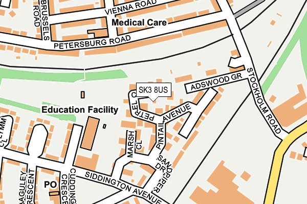 SK3 8US map - OS OpenMap – Local (Ordnance Survey)