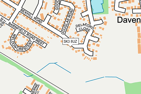 SK3 8UZ map - OS OpenMap – Local (Ordnance Survey)
