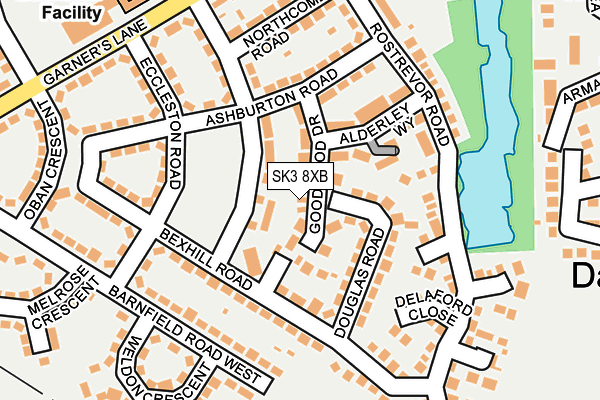 SK3 8XB map - OS OpenMap – Local (Ordnance Survey)