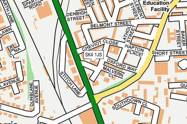 SK4 1JS map - OS OpenMap – Local (Ordnance Survey)