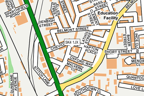 SK4 1JX map - OS OpenMap – Local (Ordnance Survey)