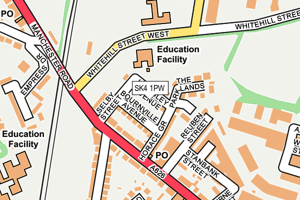 SK4 1PW map - OS OpenMap – Local (Ordnance Survey)