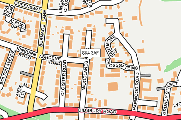 SK4 3AF map - OS OpenMap – Local (Ordnance Survey)