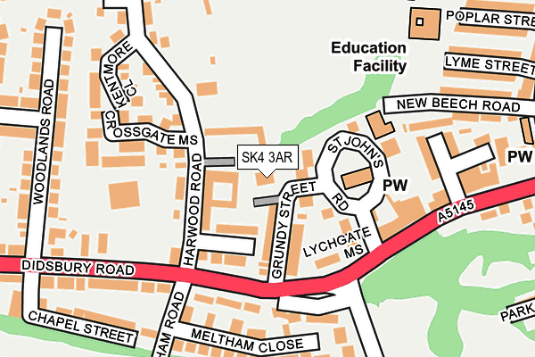 SK4 3AR map - OS OpenMap – Local (Ordnance Survey)