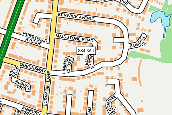 SK4 3AU map - OS OpenMap – Local (Ordnance Survey)