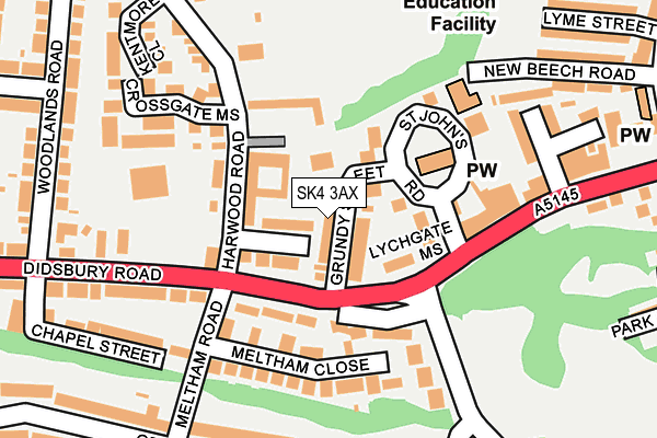 SK4 3AX map - OS OpenMap – Local (Ordnance Survey)