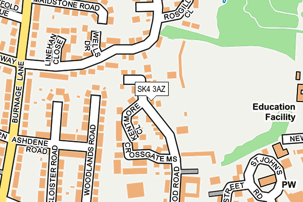 SK4 3AZ map - OS OpenMap – Local (Ordnance Survey)