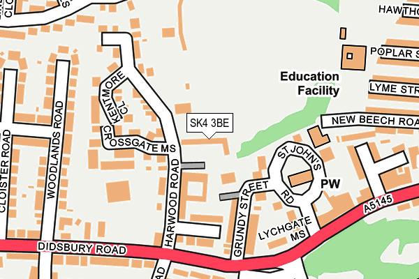 SK4 3BE map - OS OpenMap – Local (Ordnance Survey)