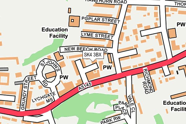 SK4 3BX map - OS OpenMap – Local (Ordnance Survey)