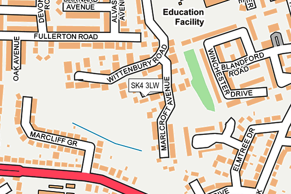 SK4 3LW map - OS OpenMap – Local (Ordnance Survey)