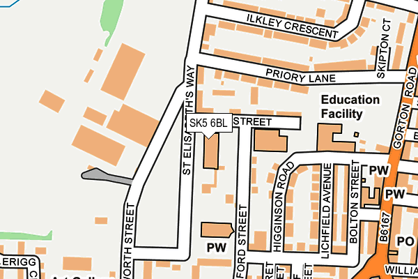 SK5 6BL map - OS OpenMap – Local (Ordnance Survey)