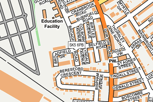 SK5 6PB map - OS OpenMap – Local (Ordnance Survey)