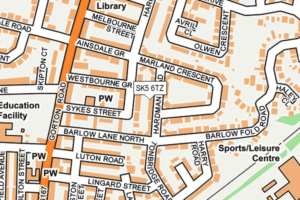 SK5 6TZ map - OS OpenMap – Local (Ordnance Survey)